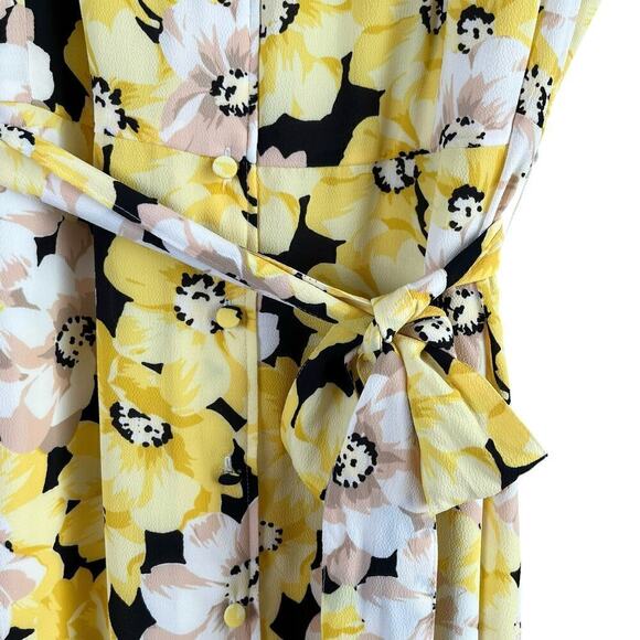 Talbots Stretch‎ Crepe Midi Dress in Yellow Pippy Poppies Floral Print, Size 22W - Picture 8 of 13